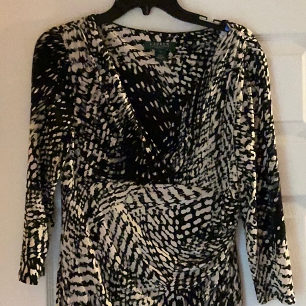 Lauren Ralph Lauren Faux Wrap Sheath Dress Size 10 Snakeskin Print